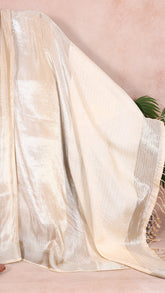 Off-White Stripes Zari Tissue Silk Saree